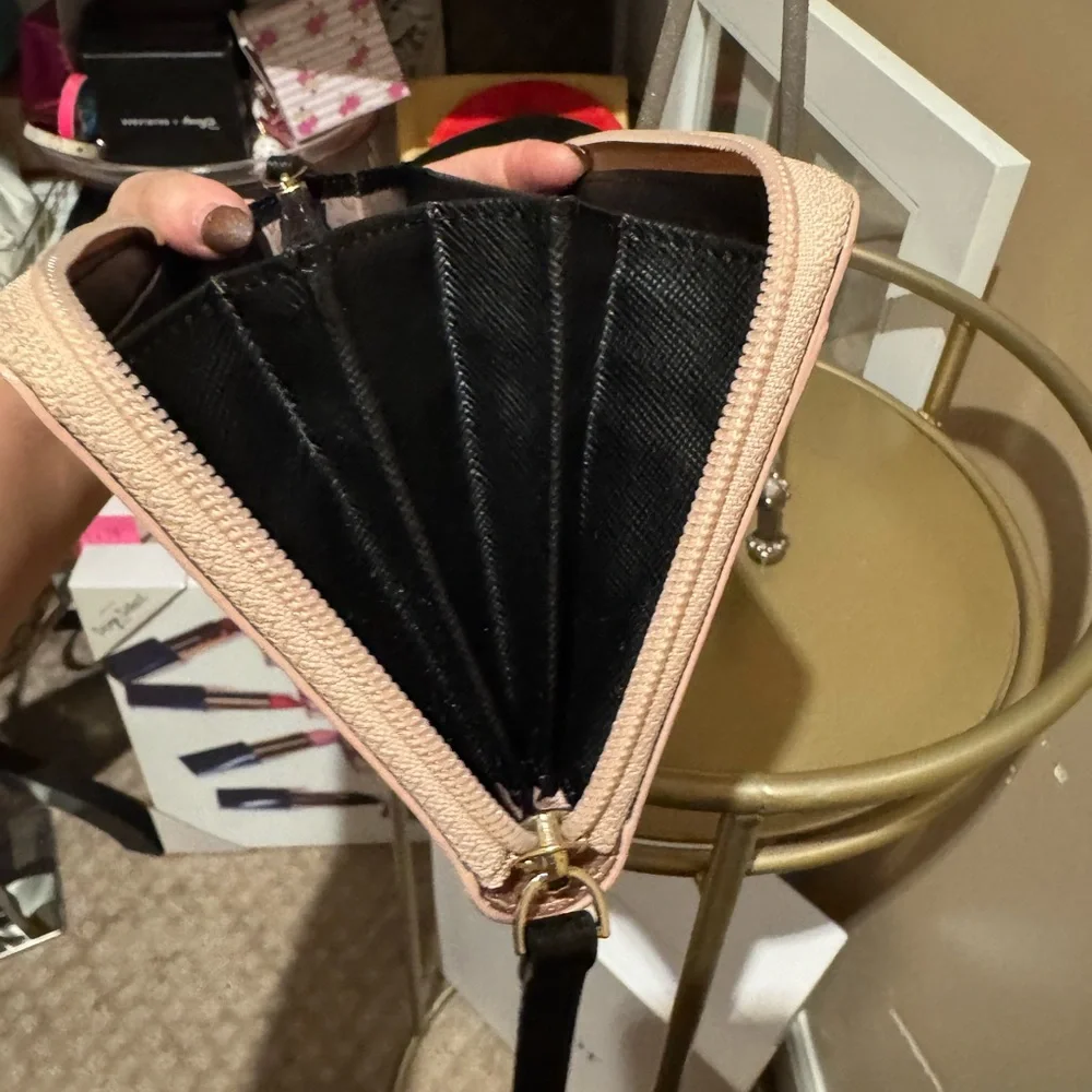 Kate Spade Mavis Street Neda Zip Around Glitter Wallet Rose Gold - Picture 9 of 11